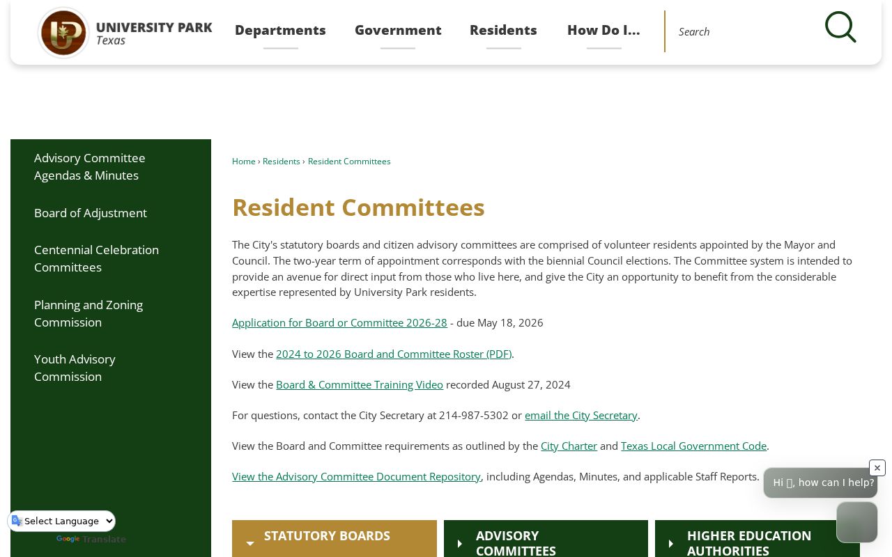 University Park neighbors resident committees public civic roster